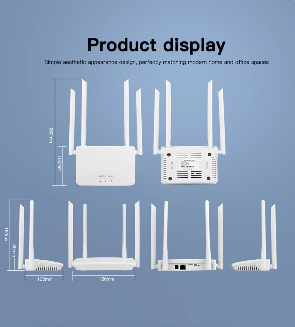 Router WIFI 4G LTE de 150Mbps, 4 antenas externas, potenciador de señal de potencia, punto de acceso más suave, conexión con cable, tarjeta Micro SIM inteligente