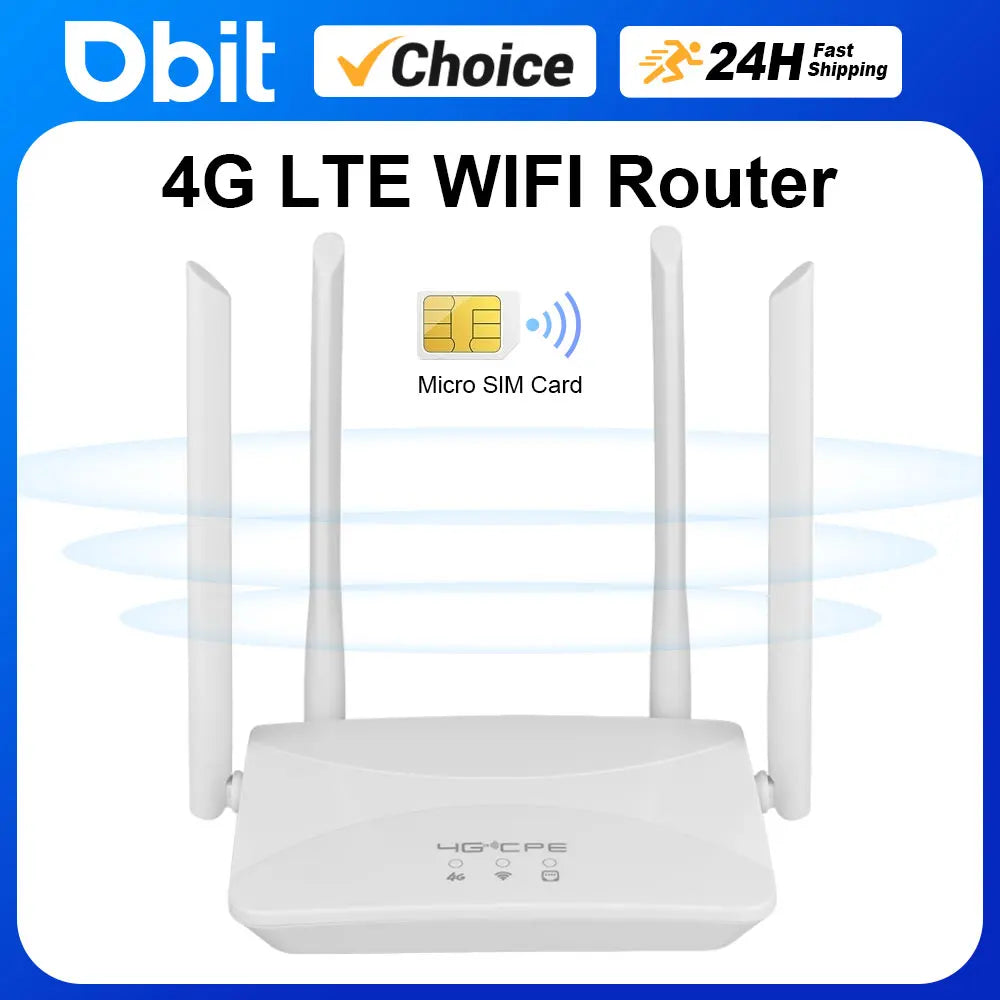 Router WIFI 4G LTE de 150Mbps, 4 antenas externas, potenciador de señal de potencia, punto de acceso más suave, conexión con cable, tarjeta Micro SIM inteligente