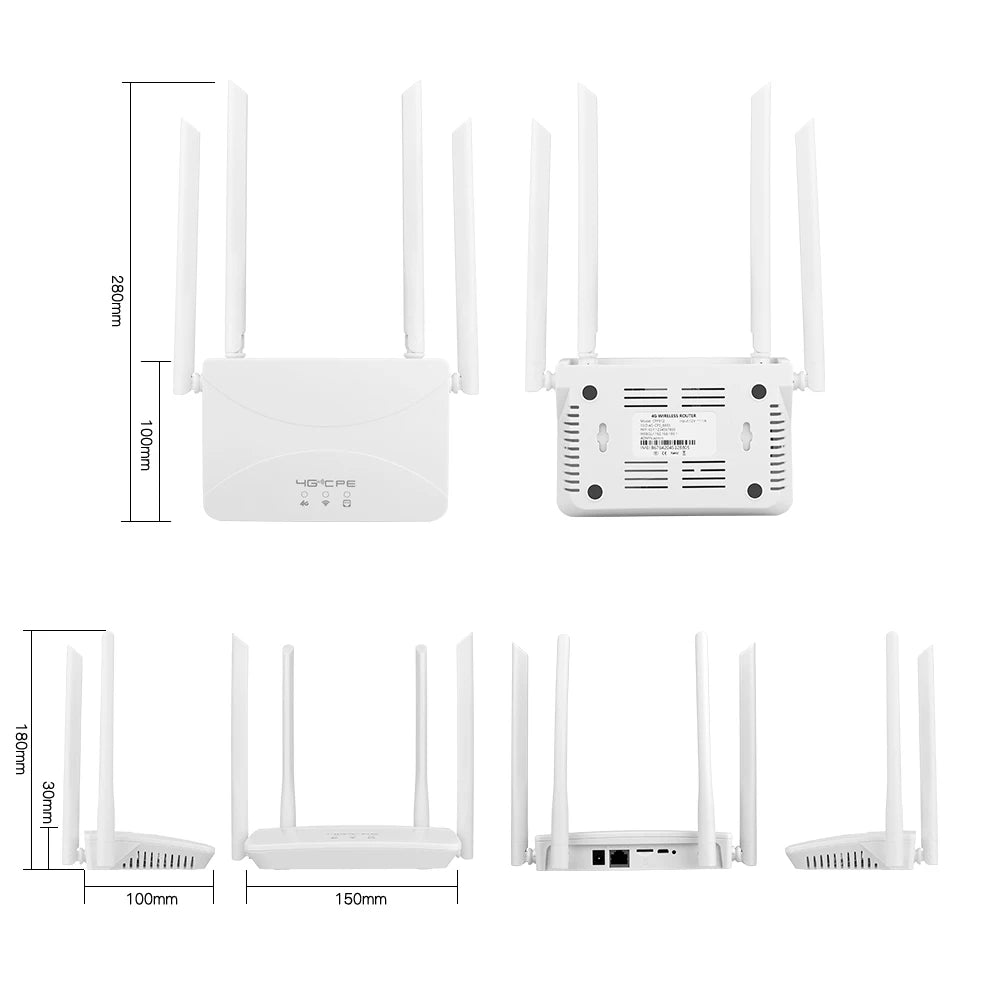 Router WIFI 4G LTE de 150Mbps, 4 antenas externas, potenciador de señal de potencia, punto de acceso más suave, conexión con cable, tarjeta Micro SIM inteligente