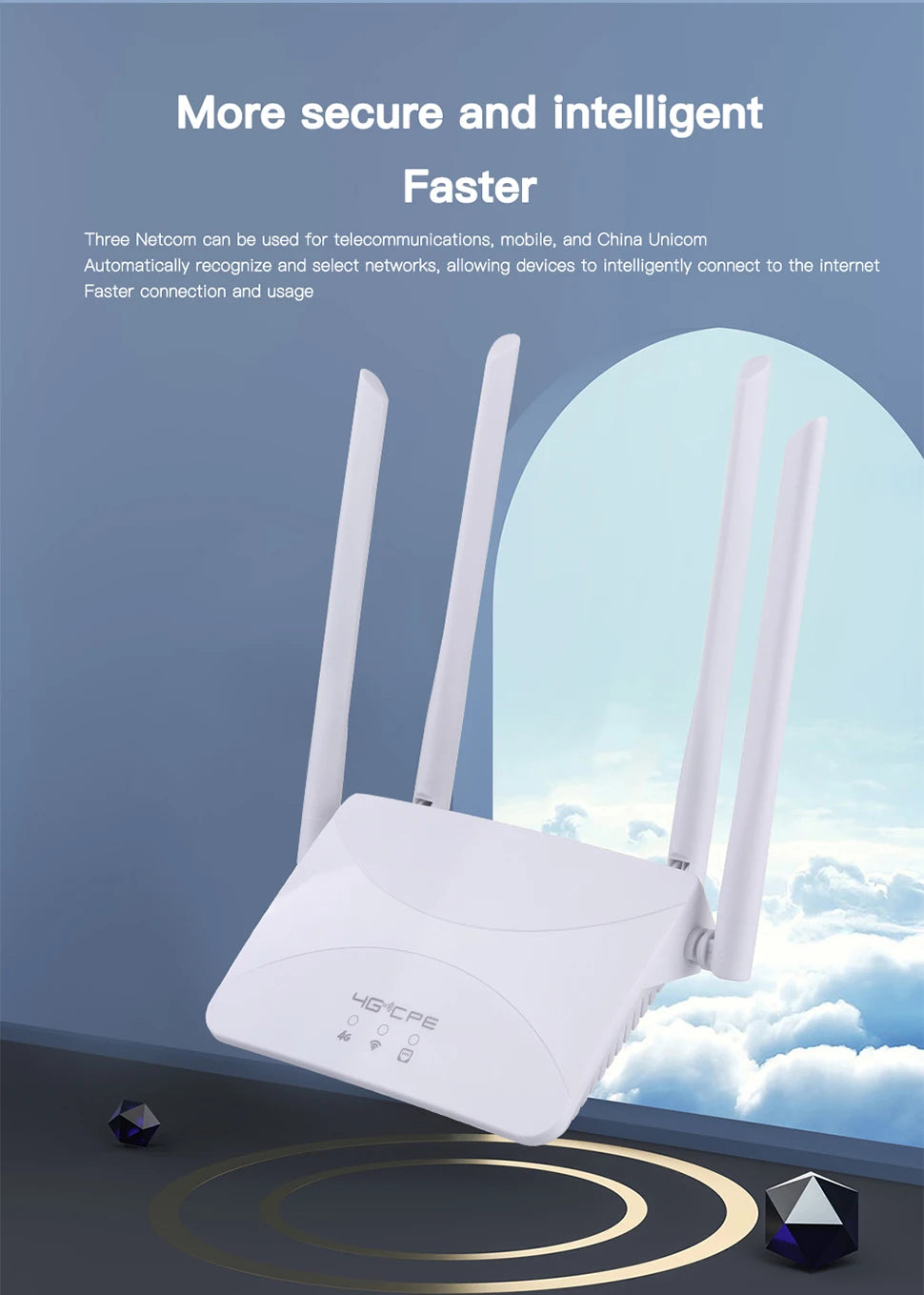 Router WIFI 4G LTE de 150Mbps, 4 antenas externas, potenciador de señal de potencia, punto de acceso más suave, conexión con cable, tarjeta Micro SIM inteligente